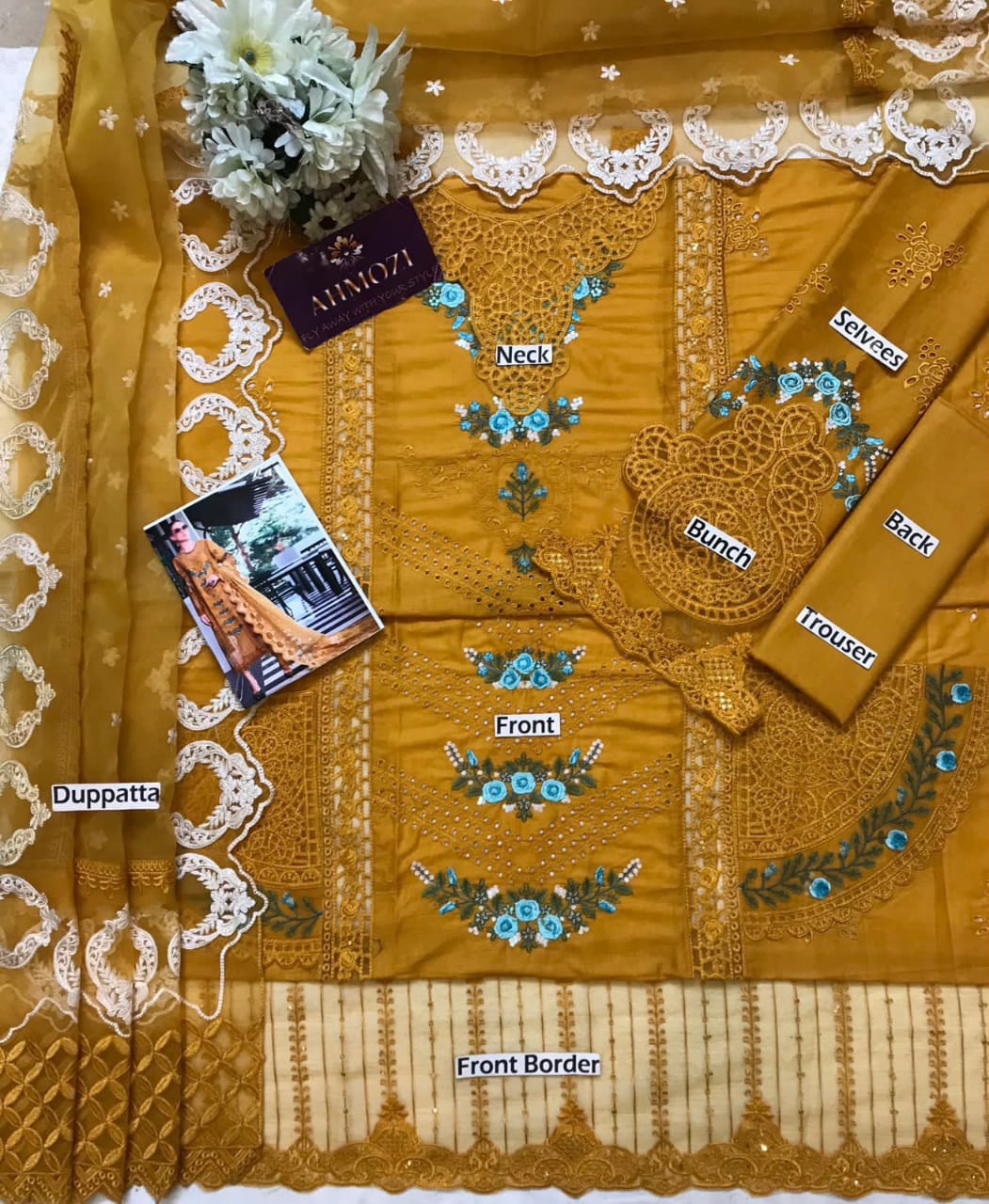 Women’s Traditional Pakistani Lawn 3-Piece Unstitched Suit – Embroidered