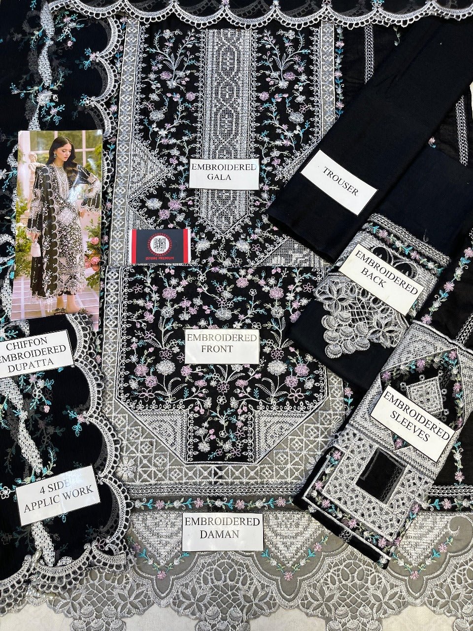 Women’s Traditional Pakistani Lawn 3-Piece Unstitched Suit – Embroidered